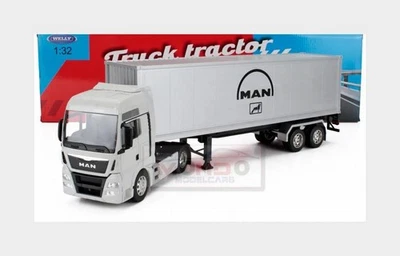 1:32 WELLY Man Tgx 18.440 Xxl Truck Cassonato 2019 White Silver WE32651W - Immagine 1 di 2