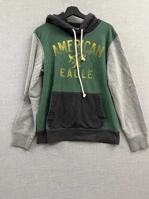 Sudadera con Capucha American Eagle Para Hombre Mediana Verde Gris Vintage Spellout Foto 1 de 4