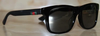 Auth GUCCI GG0008SA 002 Black Sunglasses w/ Signature Web Detail, Case, Pouch - Image 1 of 4
