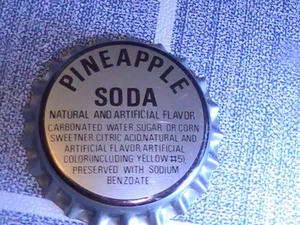 BOTTLE CAP UNUSED PLASTIC LINED GENERIC PINEAPPLE SODA - Picture 1 of 3