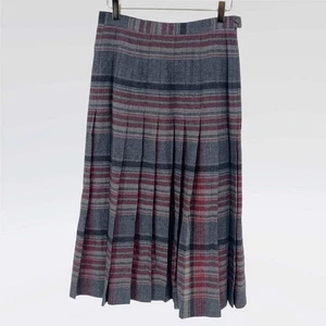 Falda Pendleton Vintage EE. UU. Lana Cuadros Gris Rojo Plisada 10 Academia 28" Largo - Imagen 1 de 5