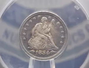 1854 "P" Seated Liberty Quarter *ARROWS* 25c ANACS EF40 XF Details #181 ECC&C - Picture 1 of 7