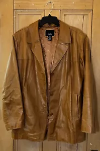 Mossimo Womens 100% Leather Pockets Lined Jacket Size 22W Plus Beige Tan NEW - Picture 1 of 10