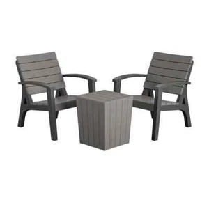 Gray,3 Piece,Plastic,Patio Conversation Set - Picture 1 of 6