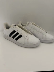 NEW adidas Women's Grand Court Base EE7968 White/ Black Stripes Size 8 - Picture 1 of 6