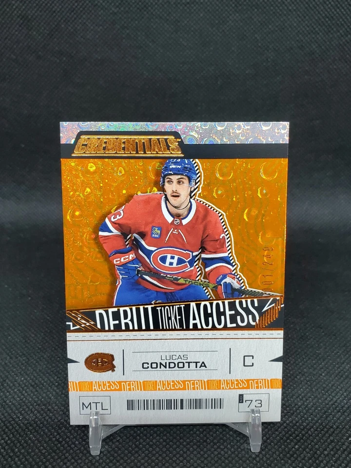 2023-24 Upper Deck Credentials Lucas Condotta 133 Debut Ticket Access Orange  - Image 1 of 2