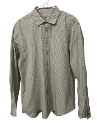 Мужская сорочка Kenneth Cole's Unlisted XL Slim Fit Цвет белый и зеленый - Изображение 1 из 4