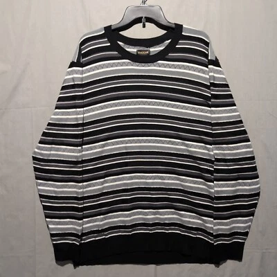 Suéter Haggar Manga Larga Rayas Cuello Redondo Para Hombre 2XL Negro Foto 1 de 2