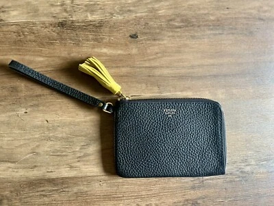 Fossil Black Leather Tara Wristlet with Yellow Tassel NWT $55 - Image 1 of 4