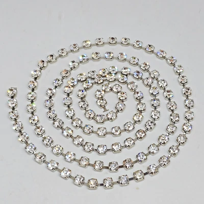 Borde de diamantes de imitación costura adornos de cristal artesanales 60" tono plata cristales transparentes Foto 1 de 4