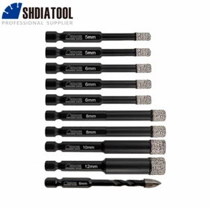 Kit de 10 brocas de diamante seco de 5-12 mm para azulejos porcelana granito hexagonal - Imagen 1 de 8