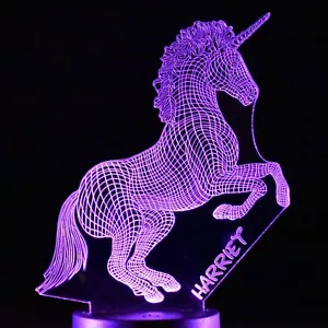 Unicorn Night Light | Personalised Animal 3D LED Light | Unicorn Gift | Unicorn - Picture 1 of 11