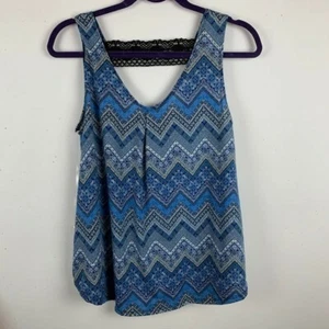 Bobbie Brooks Mujer Talla Mediana Azul Blanco Sin Mangas Cuello Redondo Calce Suelto Encaje - Imagen 1 de 4