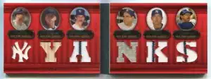 2007 Topps Triple Threads Booklet Mantle Berra Mattingly Jackson Bat Jersey /36 - Picture 1 of 2