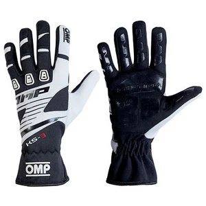 OMP KS-3 KARTING KART GLOVES BLACK /WHITE  RACING TRACK DAYS DRIVING GLOVES - Picture 1 of 4