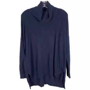 Minnie Rose XS Small Sweater Navy Blue Cashmere Turtle Cowl Neck Knit 1019 - Picture 1 of 9