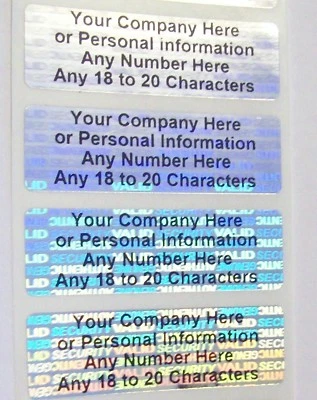 SDM SECURITY LABELS SV625c 1000 CUSTOMIZED SVAG Hologram .625" x 2" Security Label Stickers