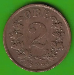 Norway 2 Öre 1884 Rare Vintage nswleipzig - Picture 1 of 2