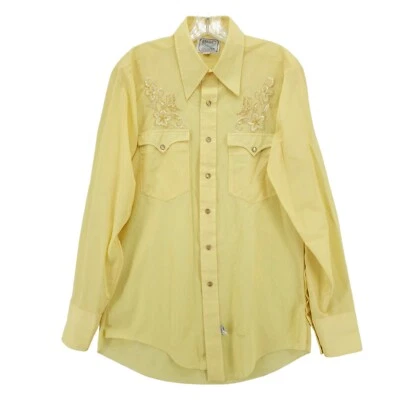 H Bar C California Ranchwear Yellow Embroidered Western Snap Shirt Rodeo 15.5-35 - Image 1 of 4
