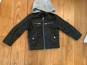 State Wide Lederjacke 104 Jungen Leder Kaputze Schwarz - Bild 1 von 6