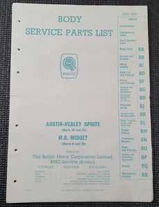 Austin Healey Sprite MG Midget Body Service Parts List AKD3514 1966 Binder Ready - Picture 1 of 7