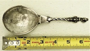 Norwegian Hand Wrought Silver Cherub End Spoon Engraved Dedication HML SHL 1802 - Picture 1 of 13
