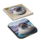 1 x Boxed Square Coasters - Sleepy Seal Ocean Marine  #14503