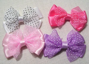 LOT de 2 GROS NOEUDS en RUBAN SATIN et ORGANZA PLUMETIS ** 4,5 x 6 cm ** N°10 - Picture 1 of 8