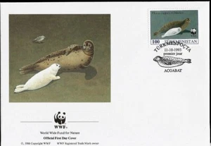 Caspian Seal Marine Mammal Turkmenistan First Day Cover 1993 WWF Panda Logo Issu - Picture 1 of 3