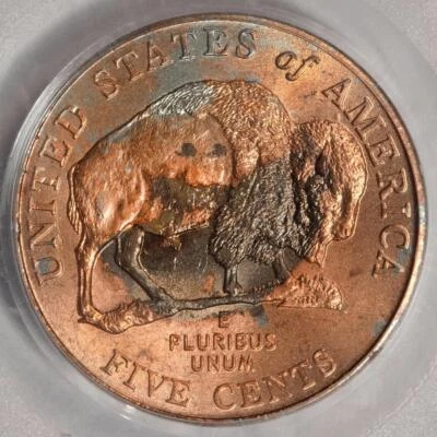 2005 PCGS MS63 Improperly Annealed Planchet Bison Nickel Mint Error Rare Color - Image 1 of 4