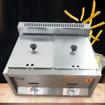 Commercial Propane Deep Fryer Countertop 12/18L Gas Fryer 2/3 Well LPG Gas Fryer - Image 1 of 4