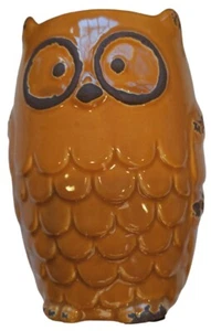 Owl Jar Mug Pencil Cup Halloween Storage Container Mustard Yellow Gold No Lid - Picture 1 of 6