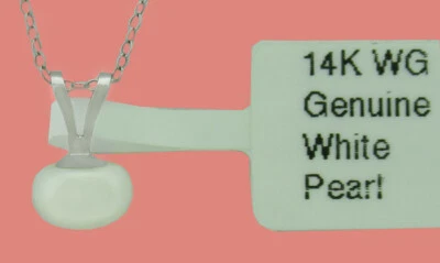 GENUINE 6 mm WHITE PEARL PENDANT 14k WHITE GOLD - Free Certificate Appraisal - Image 1 of 4