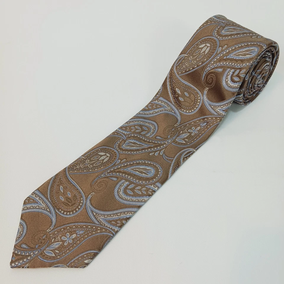 CORBATA PAISLEY SEDA MONTURA ÓXIDO Y AZUL 58"L X 3.5"W Foto 1 de 4