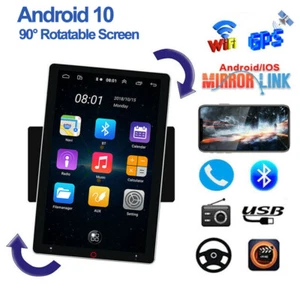 Android 10 Car Radio WiFi GPS Navigation Double Din 10.1" Vertical Rotate Screen - Picture 1 of 12