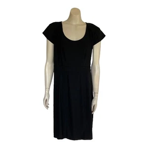 City Chic Shift Dress Curvy Sz XL 22 Cap Sleeve Open ZipUp Back Scoop Neck Black - Picture 1 of 10