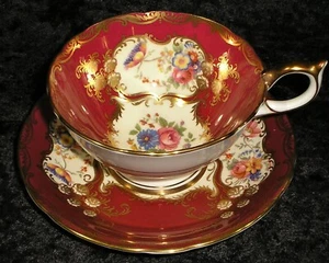 Aynsley Paramount 7700 Marone Cup Teacup & Saucer Set - EUC - Picture 1 of 2