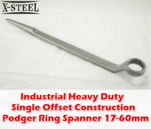 Industrial Heavy Duty Single Offset Construction Podger Ring Spanner 17-60mm - Picture 1 of 4