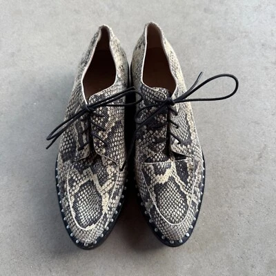 Loeffler Randall Frances Oxford Womens 7 Tan Snake-Print Studded Platform Shoes - Image 1 of 4