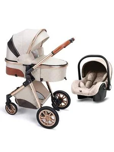 3-in-1 Foldable Baby Stroller – Luxury High Landscape Pushchair, Reversible - Picture 1 of 13