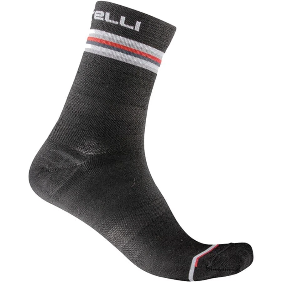 Castelli Go 15 Merino Socks Women's Small Dark Gray/White Red Bike Cycling  - Image 1 of 1