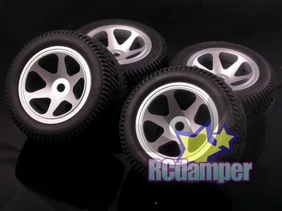 ALUMINUM RIM WHEEL S w/ STREET MEAT ROAD TIRE TYRE x4 TEAM LOSI 1/18 MINI-T 2.0 - Image 1 of 1