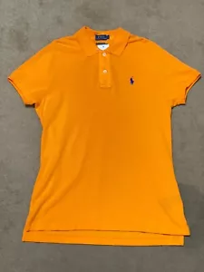 POLO RALPH LAUREN Shirt Size Large Womens Skinny Fit Short Sleeve Orange BNWT - Picture 1 of 6