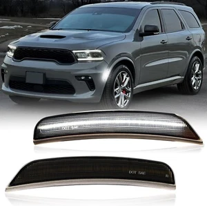 For 21-2024 Dodge Durango Smoked Lens White LED Front Bumper Side Marker Light - Picture 1 of 12