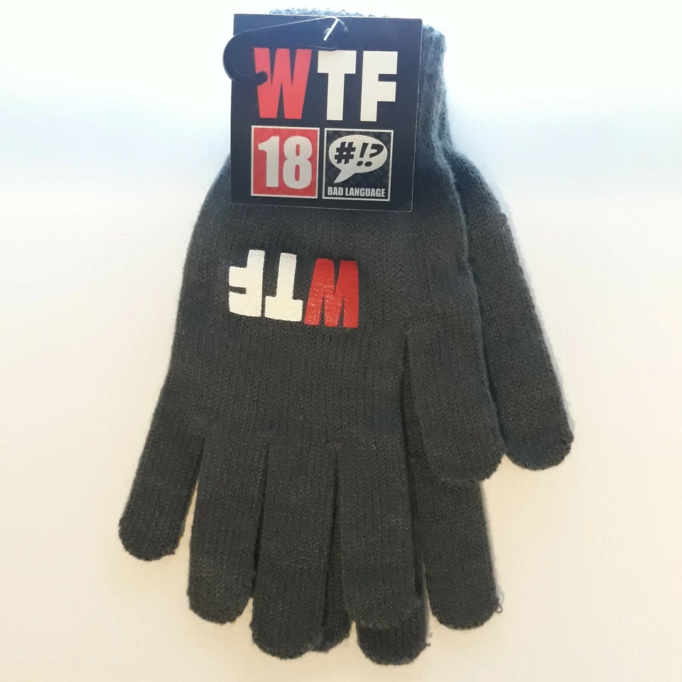 Paire de gants W T F 🖕 Taille Unique Adulte Gris - Photo 1/3