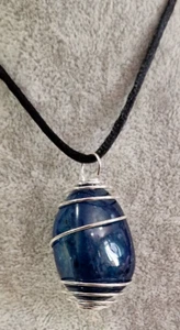 Ciondolo Pietra Agata Blu Spirale Argento Chakra Cristallo collana Regalo unisex - Picture 1 of 5