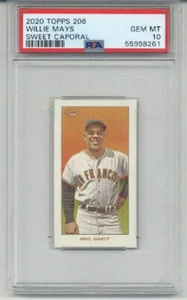 2020 TOPPS 206 SWEET CAPORAL BACK WILLIE MAYS CARD GIANTS PSA 10 LOW POP 1 RARE - Picture 1 of 2