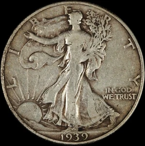 1939 D Walking Liberty Half Dollar Silber US Type Münze veraltet Denver - Bild 1 von 3