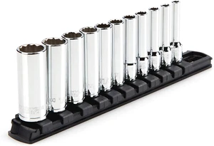 11-Piece 12 Inches 1/4" Drive Deep 12-Point Socket Set Polished Taiwan New - Picture 1 of 7