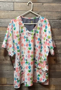 Women’s Easy Fit Scrub Top, Size 3X, Multicolored - Picture 1 of 8